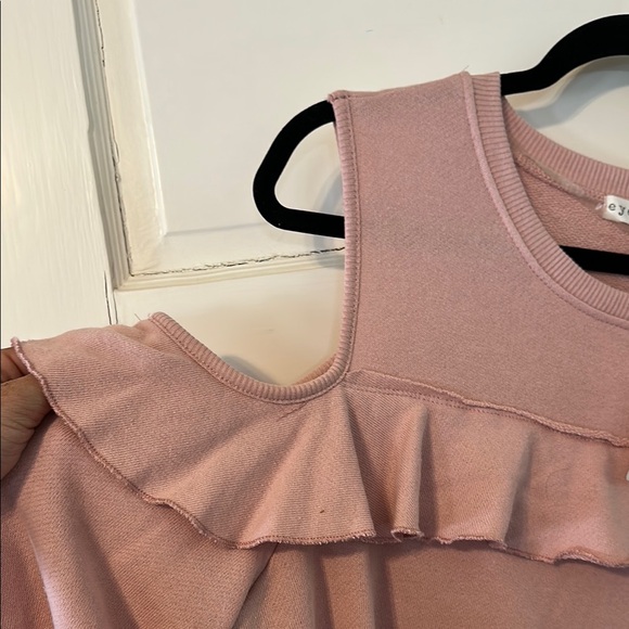 Eye Candy Pink Ruffled Cold Shoulder Top - Picture 3 of 5